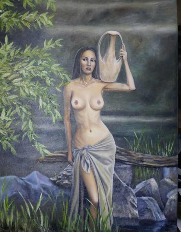 Nude woman with ancient vase